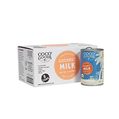 CocoGoods Co Single-Origin Organic Coconut Milk 13.5 fl. oz - Gluten-free, Non-GMO, Vegan, & Dairy-free, 6 pack