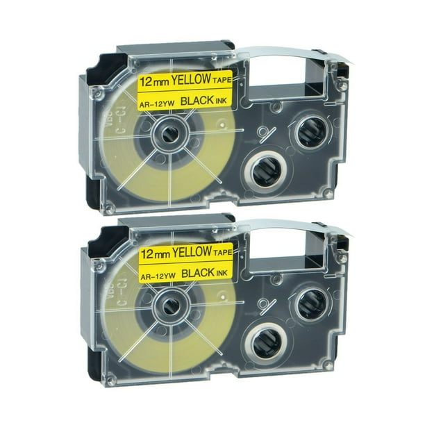 2x XR12YW Black on Yellow Label Tape for Casio KL780 750B 7200 1500