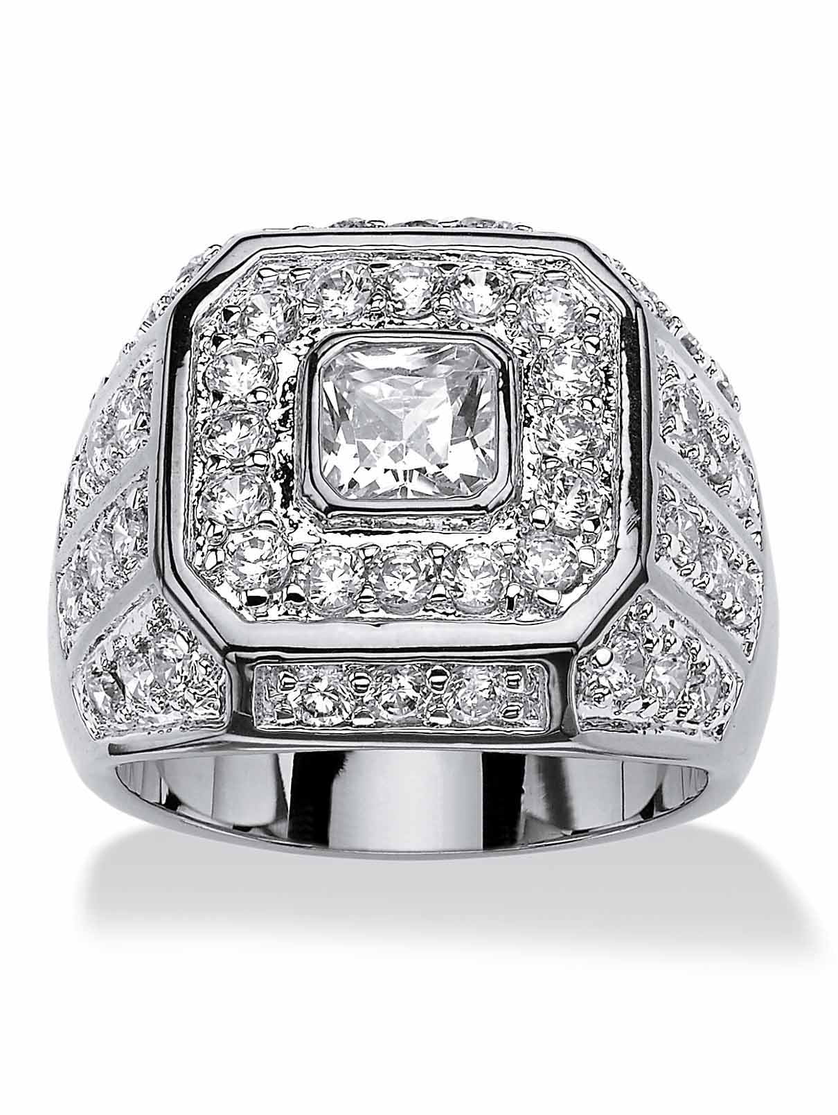 PalmBeach Jewelry Men's 2.33 TCW Square-Cut and Round Cubic Zirconia ...