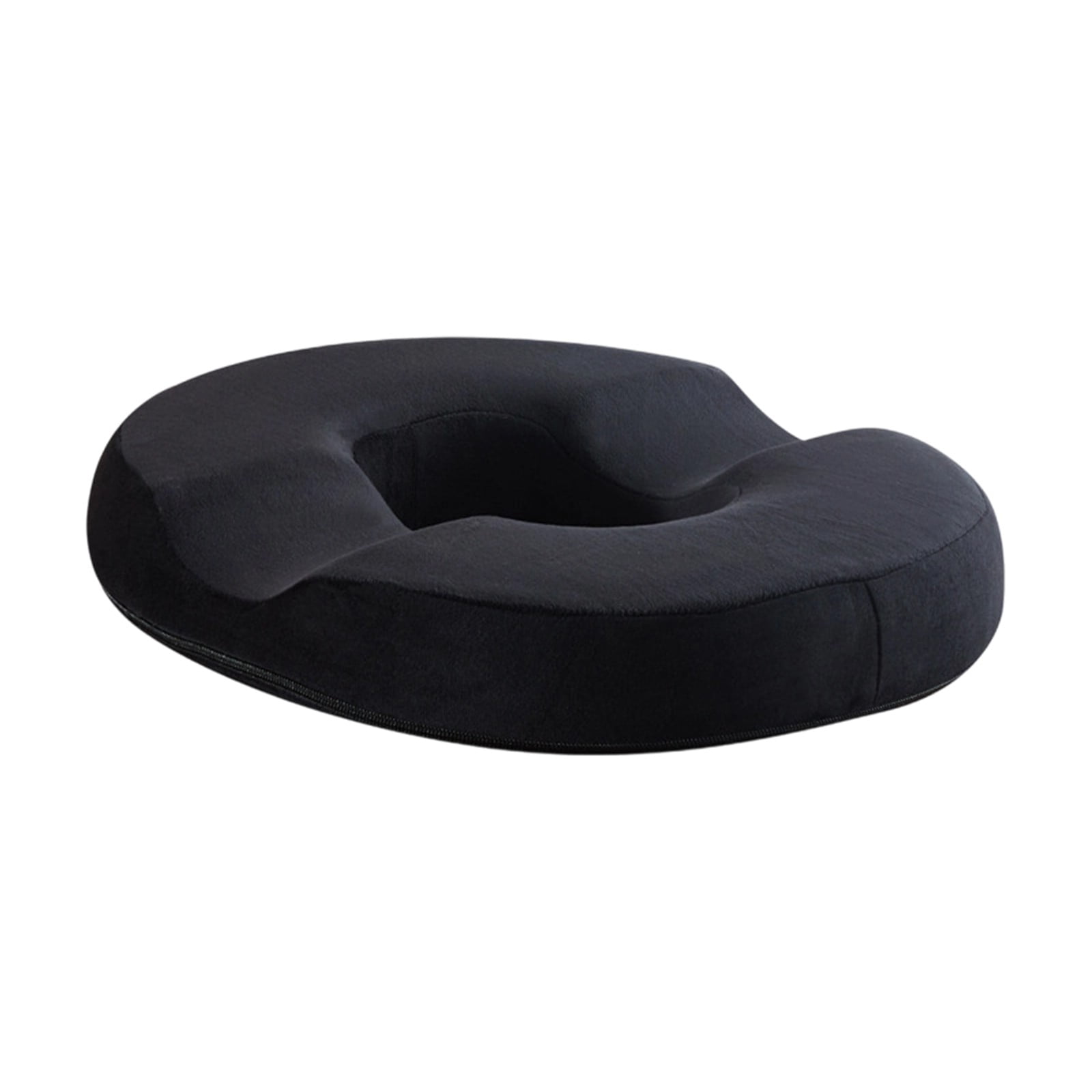 Donut Pillow Seat Cushion, Ergonomic Donut Ring Cushion with Non- Bottom for Tailbone Relief(Black-1,43x35x7cm)