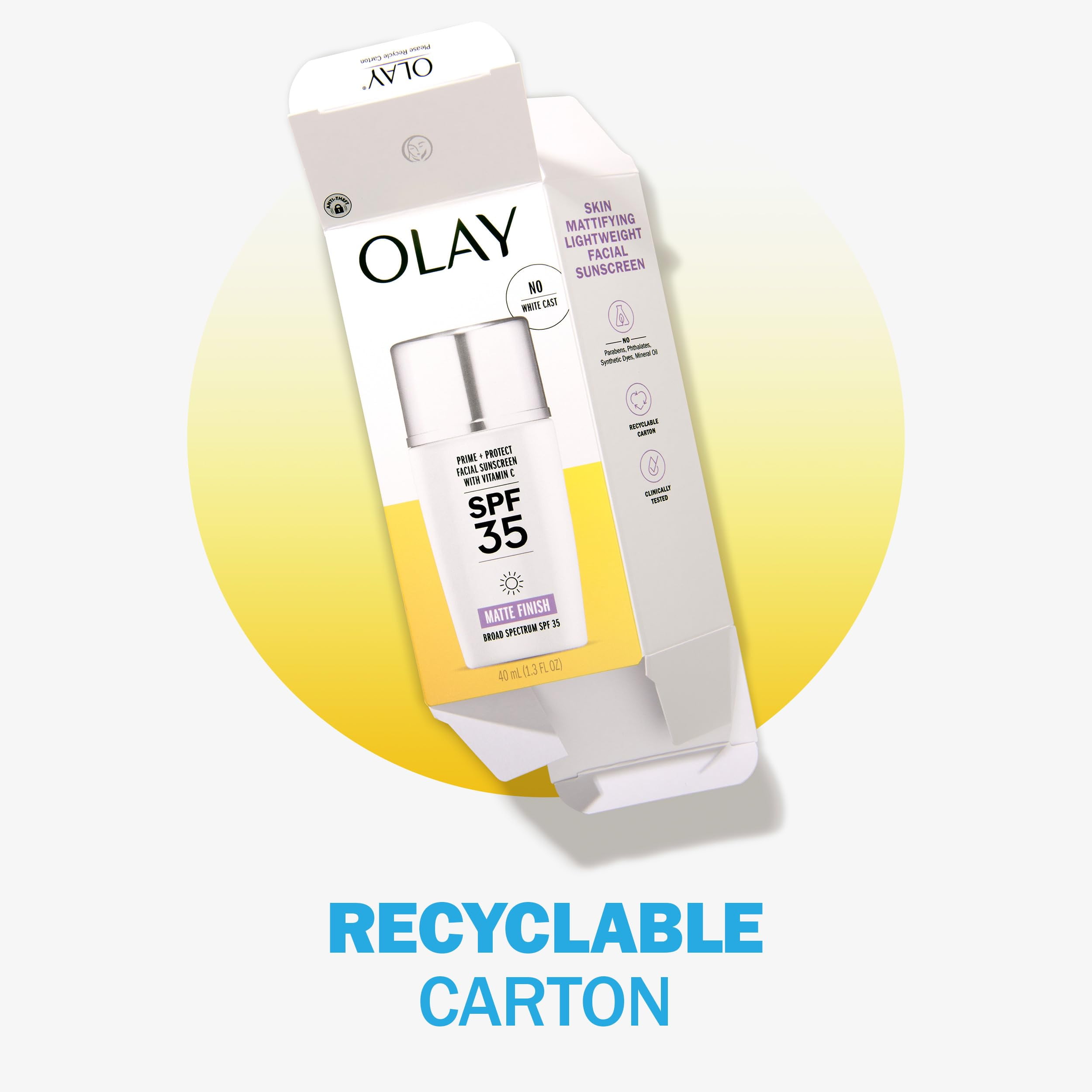 Olay Prime + Protect Moisturizer SPF 35 - 1.3oz, All Skin Types, Daily Sun Protection