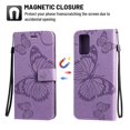 thumbnail image 2 of Dteck Galaxy S20 FE (Fan Edition) 5G Case, Embossed Butterfly PU Leather Magnetic Folio Flip Wallet Case Built-in Card Holder with Wrist Strap Stand Cover For Samsung Galaxy S20 FE 6.5 inch, Purple, 2 of 5