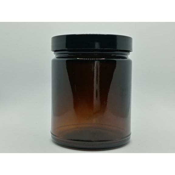 9 oz. Amber Glass Jar/ with Lid (12 Pack)