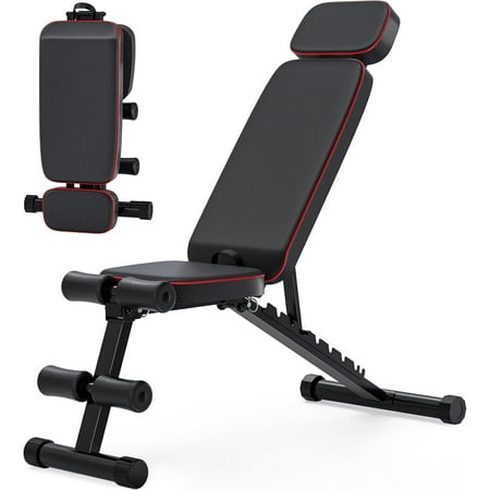 GIKPAL 9 Positions Adjustable Weight Bench Foldable Workout Bench Olympic Weight Bench for Home Gym Full Body Strength Training Support up to 800lbs