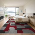 thumbnail image 3 of ODIKA 9'x12' Washable Area Rug Non-Shedding, Easy Care Geometric Abstract Squares Asymmetric Block Mosaic Long Border for Master Suite, California King, Under Bed, 3 of 7