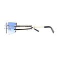thumbnail image 3 of Luxurious Rimless Geometric Metal Frame Designer Style Sunglasses Gold Blue, 3 of 4