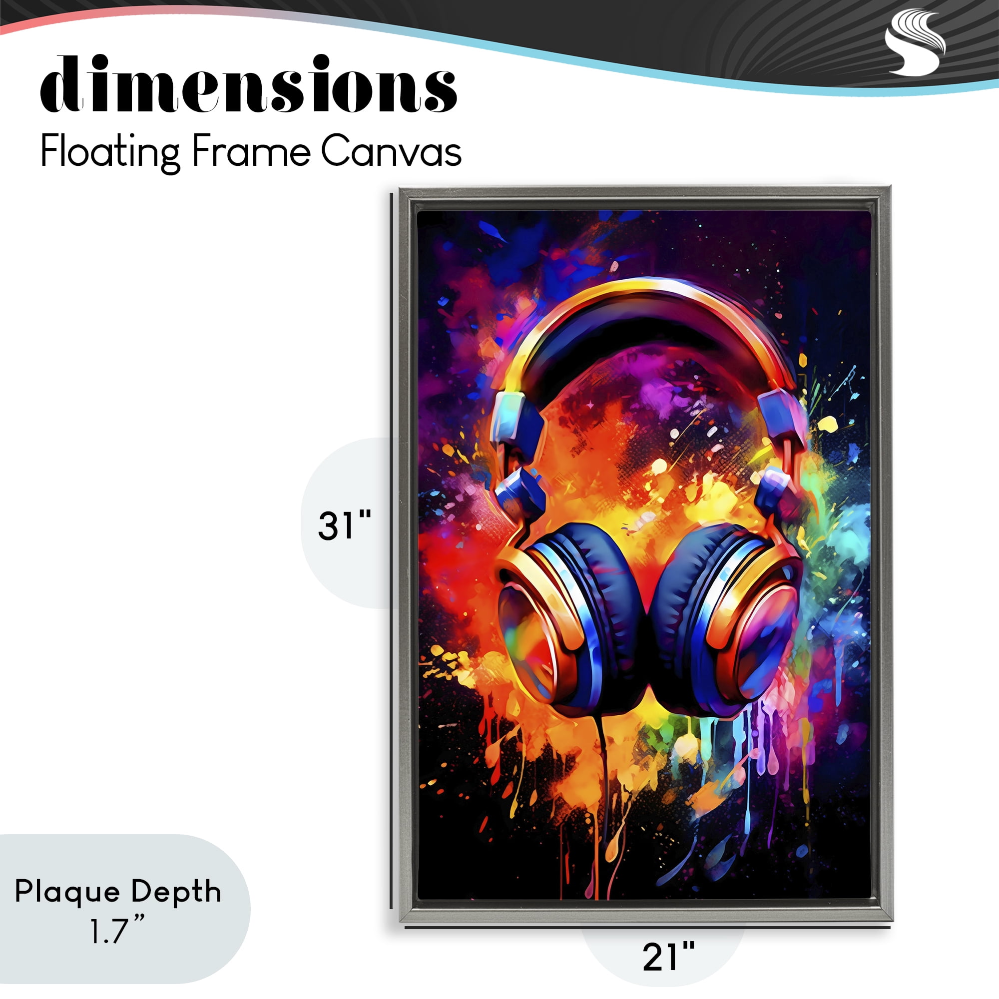 Stupell Industries Musical Color Pop Splash Gray Framed Floater Canvas Wall Art, design by Creative Studio