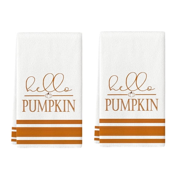Todaioua Orange Maple Leaf Hello Pumpkin Fall Kitchen Towels Dish Towels, 16x24 Inch Farmhouse Thanksgiving Day Decoration Fall Home Kitchen Decor Hand Towels
