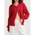 thumbnail image 3 of Women's Solid Color Cardigan Fuzzy Long Sleeve Button Down Sweater, 3 of 8