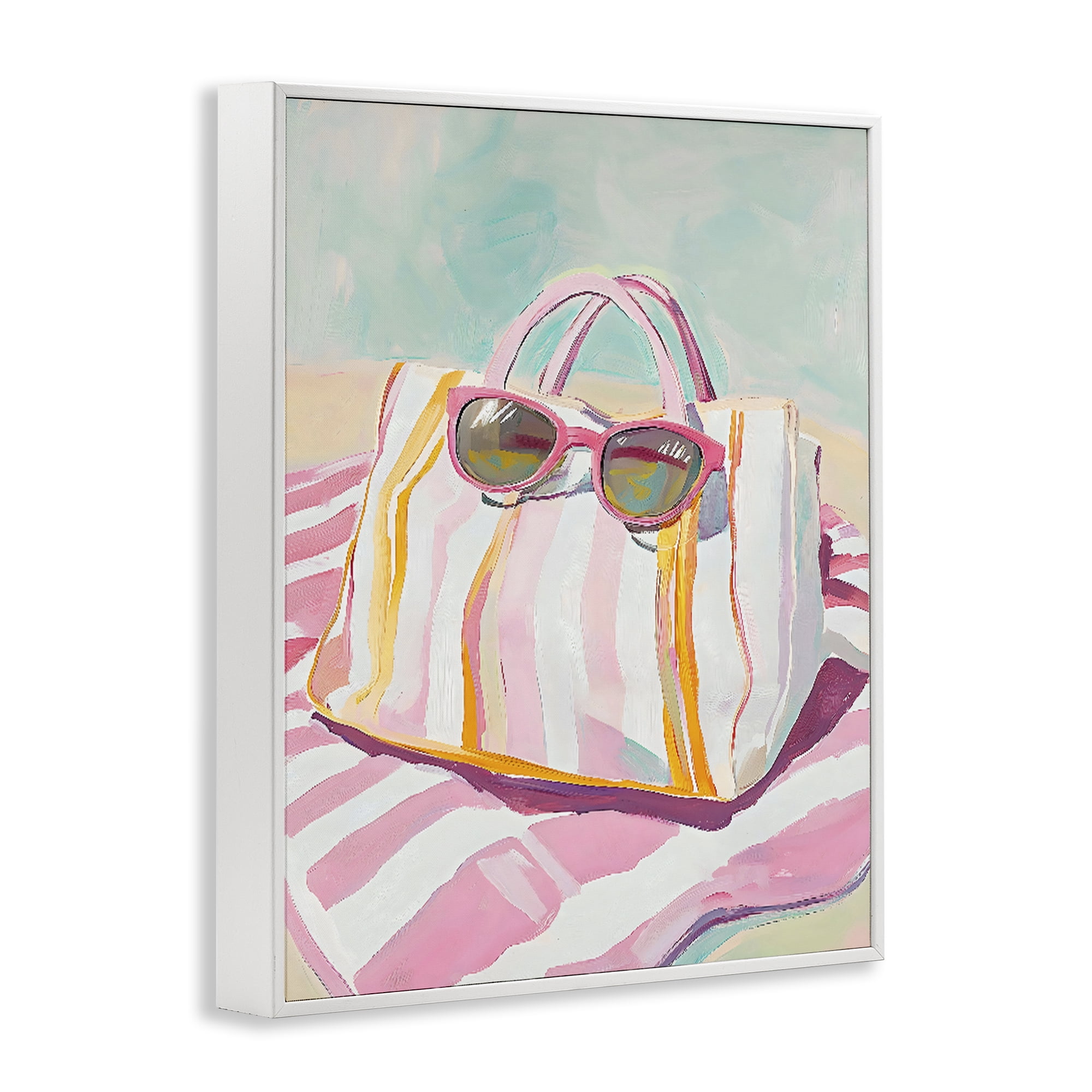 Stupell Industries Beach Bag & Sunglasses White Framed Giclee Art, design by The Prints Vibe