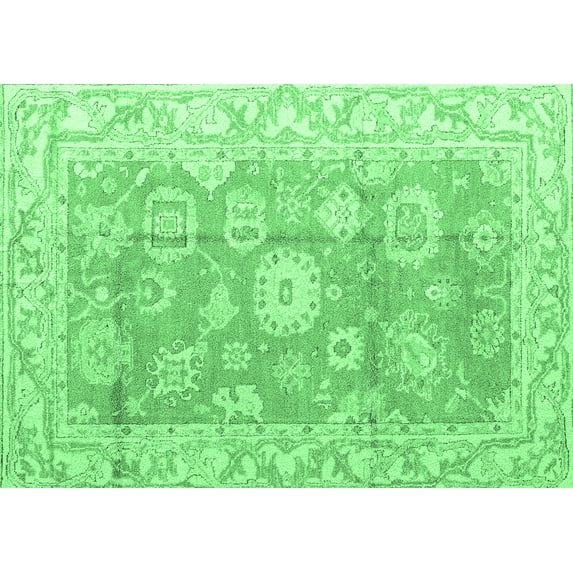Ahgly Company Indoor Rectangle Abstract Emerald Green Modern Area Rugs, 8' x 12'