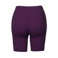 thumbnail image 3 of A2Y Women's Basic Solid Premium Cotton Mid Thigh High Rise Biker Bermuda Shorts Dark Plum M, 3 of 5