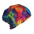 thumbnail image 2 of Honeii Vibrant Rainbow Parrot Fantasy Print Kids Knit Beanie Watch Hat ,Knit Cap for Boys and Girls, 2 of 7