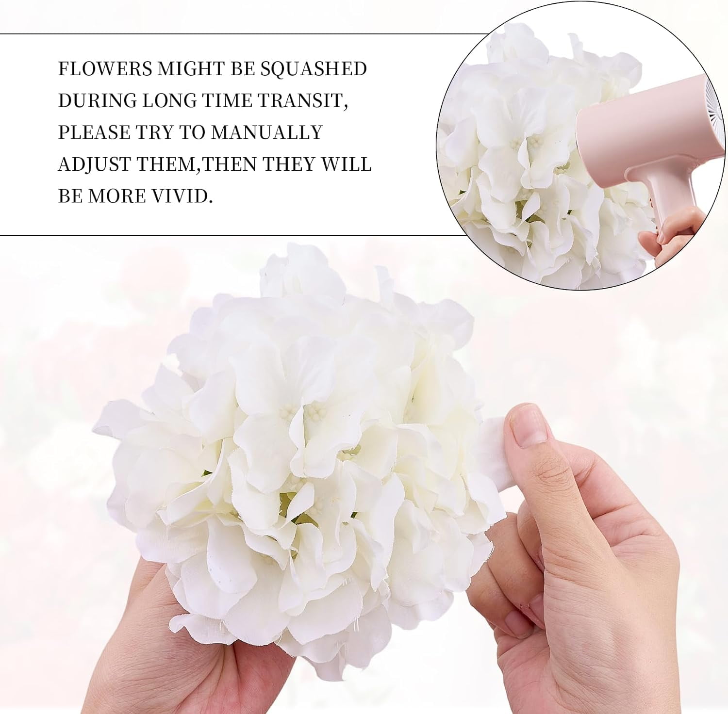 100 PCS Ivory Hydrangea Artificial Flowers