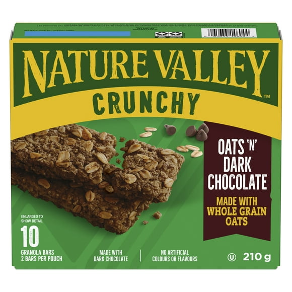 Val Nature Barres Granola Croquantes, Avoine et Chocolat Noir, 2 Barres par Portion (42 g), 5 Portions, 10 Barres 210g