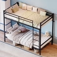 thumbnail image 3 of Leumius Metal Bunk Bed Twin Over Twin, Heavy Duty Bunk with High Guardrail and Safety Entrance Design, Under-Bed Storage Space, Easy Assembly, Noise Free,Black, 3 of 12