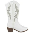 thumbnail image 3 of Forever Women Cowgirl Cowboy Western Stitched Mid Calf Boots Pointy Toe Side Zipper Bling Rhinestone Glitter Western-19 White 8.5, 3 of 3