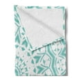 thumbnail image 2 of Aqua Soft Flannel Fleece Throw Blanket, Mandala Tie Dye Effect Floral Leaves Seem Design Image Art Print, Cozy Plush for Indoor and Outdoor Use, 50" x 60", Sea Green White, by Ambesonne, 2 of 5