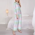 thumbnail image 3 of Balery Colorful Checkerboard Conjunto de Pijama con Estampado para Mujer, Conjunto de Dos Piezas con Manga Larga, Ropa de Dormir Suave con Bolsillos, Pijamas Cómodos-Medium, 3 of 7