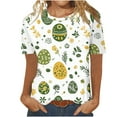 thumbnail image 3 of VBTAPA Happy Easter Shirts for Women Funny Egg Graphic Tees Short Sleeve Cute Rabbit Bunny T-shirt Lightweight Holiday Blouse Tops Flash Sales of The Day Multicolor L, 3 of 5