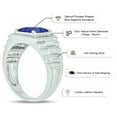 thumbnail image 5 of 1/20cttw Diamond Accent Men's Colored Stone Ring in 925 Sterling Silver, Men's Ribbed Shank Ring with Choice of 8mm Created Aquamarine, or Blue or White Sapphire, Silver Stone and Diamond Ring Men, 9, 5 of 7