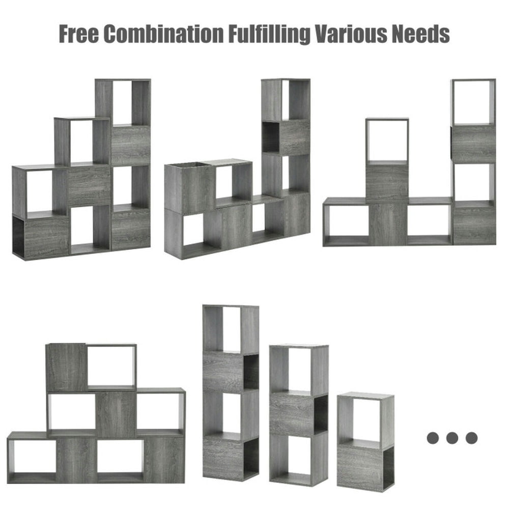 Demi Bonn 5-Tier Bookshelf, Freestanding Display Shelf for Living Room Bookcase, Gray