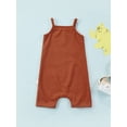 thumbnail image 4 of TSEXIEFOOFU Children's Jumpsuit Solid Color Square Collar Sleeveless Suspender Neck Button Soft Romper, 4 of 9