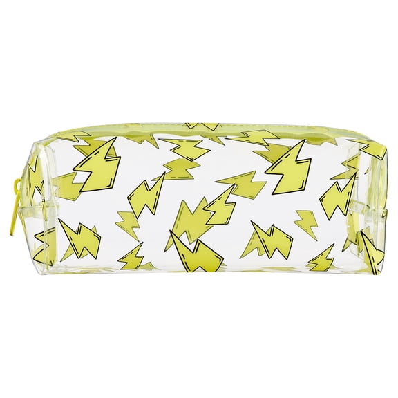 Pen + Gear Translucent Lightning Pencil Pouch, Yellow, Educational Level: Perfect for Students of All Ages—Elementary, Middle School, High School, College, and Adult Professional