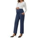thumbnail image 2 of Pantalones de maternidad de pierna ancha para mujer INSPIRE CHIC, elásticos sobre la barriga, con bolsillos, color azul marino, talla grande, 2 of 6