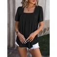 thumbnail image 2 of Womens Summer Tops Square Neck Short Sleeve Tunic Tops T-Shirts S-2XL, 2 of 4
