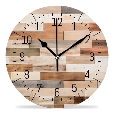 ATEDEANEI 12 Wall Clock Battery Operated Silent Non Ticking Wooden Plank Wall Vintage Picture