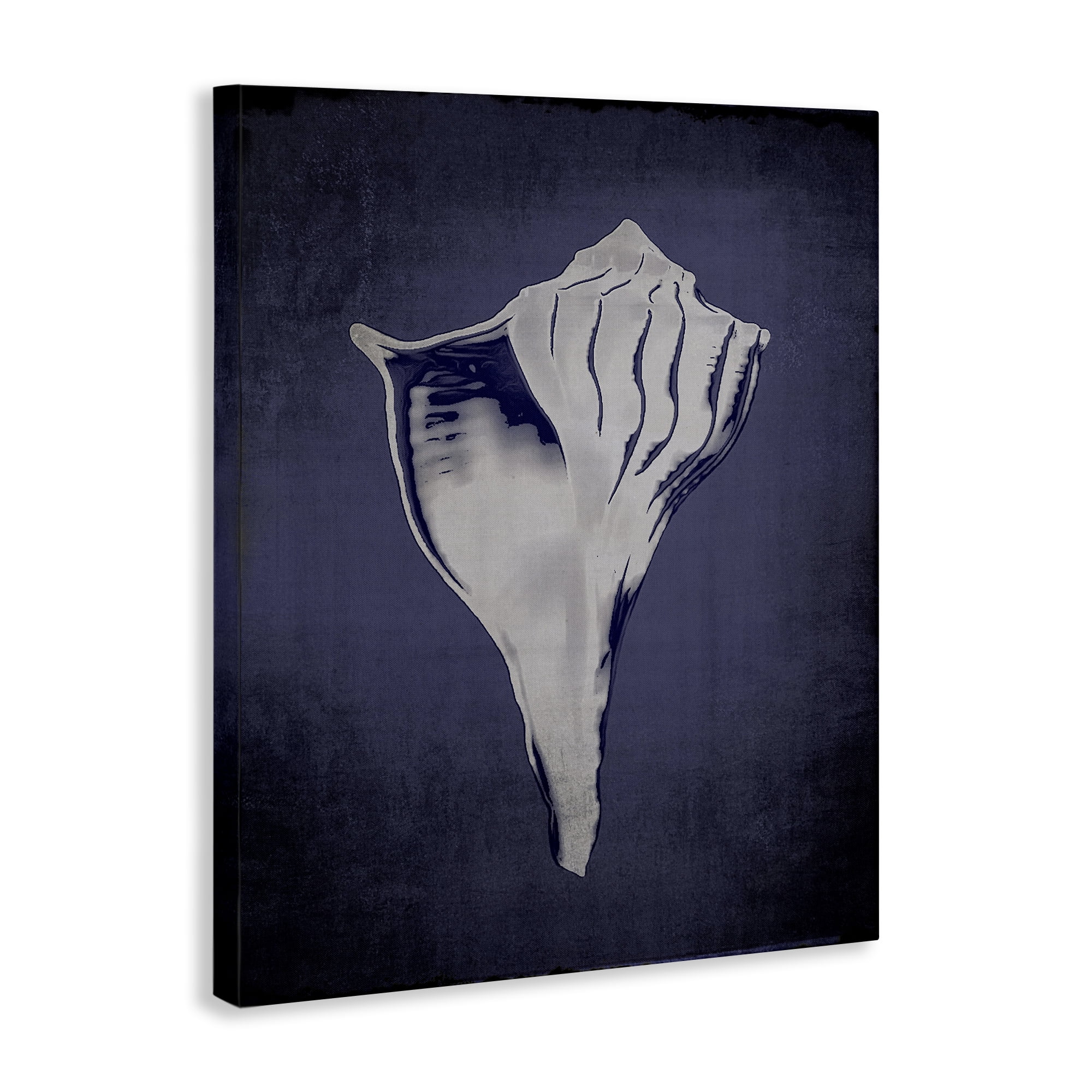 Stupell Industries Lightning Whelk on Indigo Nautical & Beach Painting Wrapped Canvas Art Print Wall Art, 30 x 40