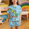 thumbnail image 2 of chaqlin Rainbow Dinosaur Print Girls Outfit Summer Spring Clothing-Cami Cap Top & Shorts Set Casual Lounge Playwear,, 2 of 5