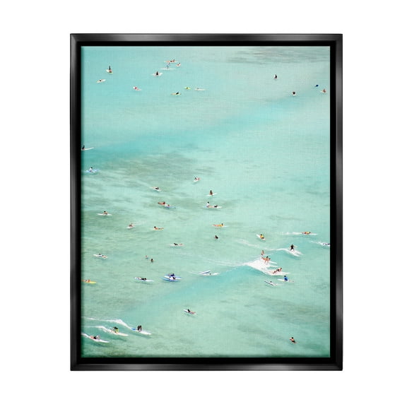 Stupell Industries People Swimming in Summer Landscape Painting Black Floater Framed Canvas Art Print Wall Art, 17 x 21