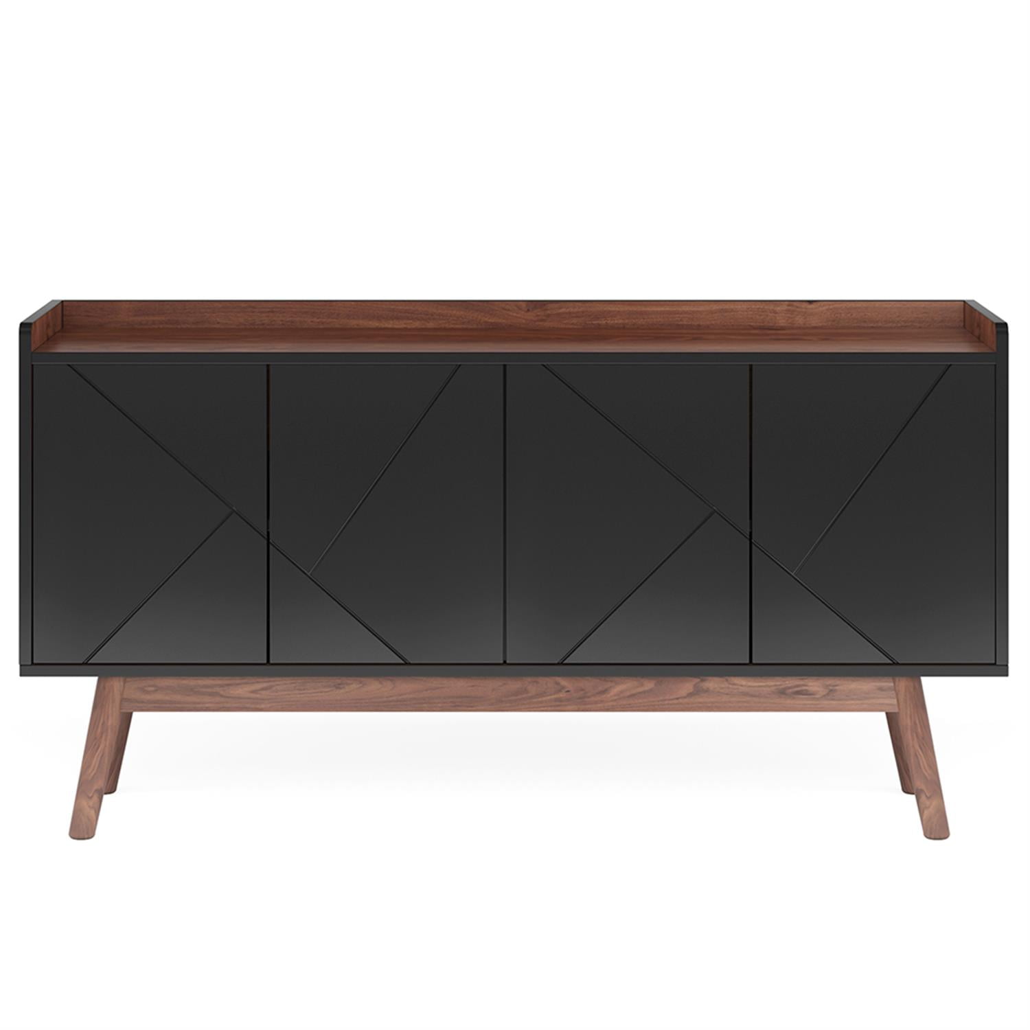 Demi Bonn 55" Sideboard Buffet Storage Cabinet, Wood Credenza Accent Cabinet with Doors, Console Coffee Bar for Kitchen Entryway Living Dining Room, Black