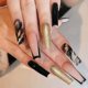 thumbnail image 1 of 24 uñas postizas negras, uñas postizas largas de ataúd, puntas de uñas postizas en remolino desnudo, uñas acrílicas de cobertura completa para mujeres y niñas, 1 of 5