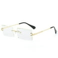 thumbnail image 5 of Rectangle Rimless Sunglasses for Men Women Vintage Retro Square Gold Metal Frameless Glasses Tinted Lens, 5 of 5