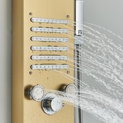 Senlesen Brushed Gold Shower Panel Tower LED Rain&Waterfall Massage System Body Jet