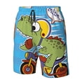 thumbnail image 6 of Uemuo Dinosaur Riding a Motorcycle Pattern Men's Swim Trunks Hawaiian Beach Bathing Suit Swimsuits Beach Quick-Dry Shorts with Pockets-3X-Large, 6 of 9