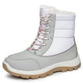 thumbnail image 6 of CAICJ98 Women's Snow Boots Lace Up Mid Carf Boots Warm Lined Waterproof Fashion Winter Boots Women (White,Size 8), 6 of 9
