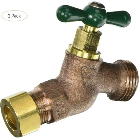 ARROWHEAD BRASS & PLUMBING 254CCLF 1/2" Compression, Red Brass, Straight Hose Bibb, Lead Free Two Pack