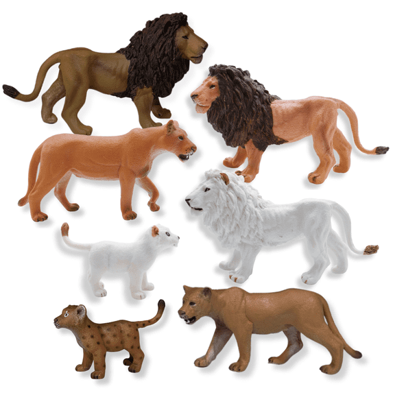 Zaga Toys, Lion Pride Family Bundle,7 Piece Lion Set Wildlife Collection Animal Figures