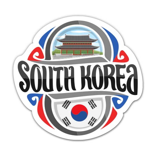 South Korea - 3" Vinyl Sticker - For Car Laptop Water Bottle Phone - Waterproof Decal