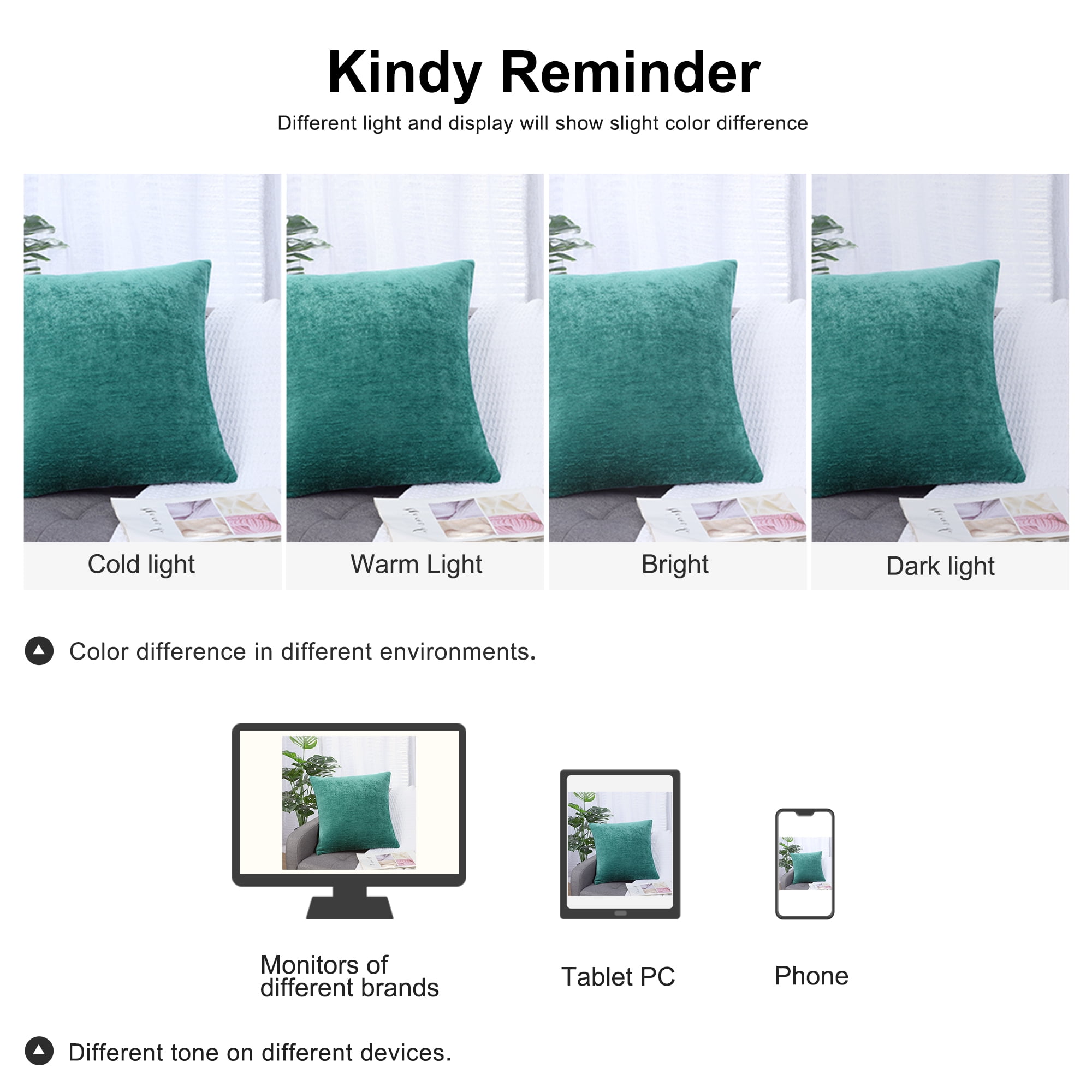 Unique Bargains Soft Water Repellent Throw Pillow Covers Peacock Blue 18"x18"