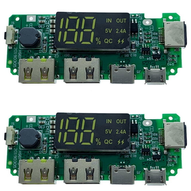 LED Dual USB 5V 2.4A /Type-C USB Mobile Power Bank 18650 Charging Module Lithium Battery Charger Board 2Pcs