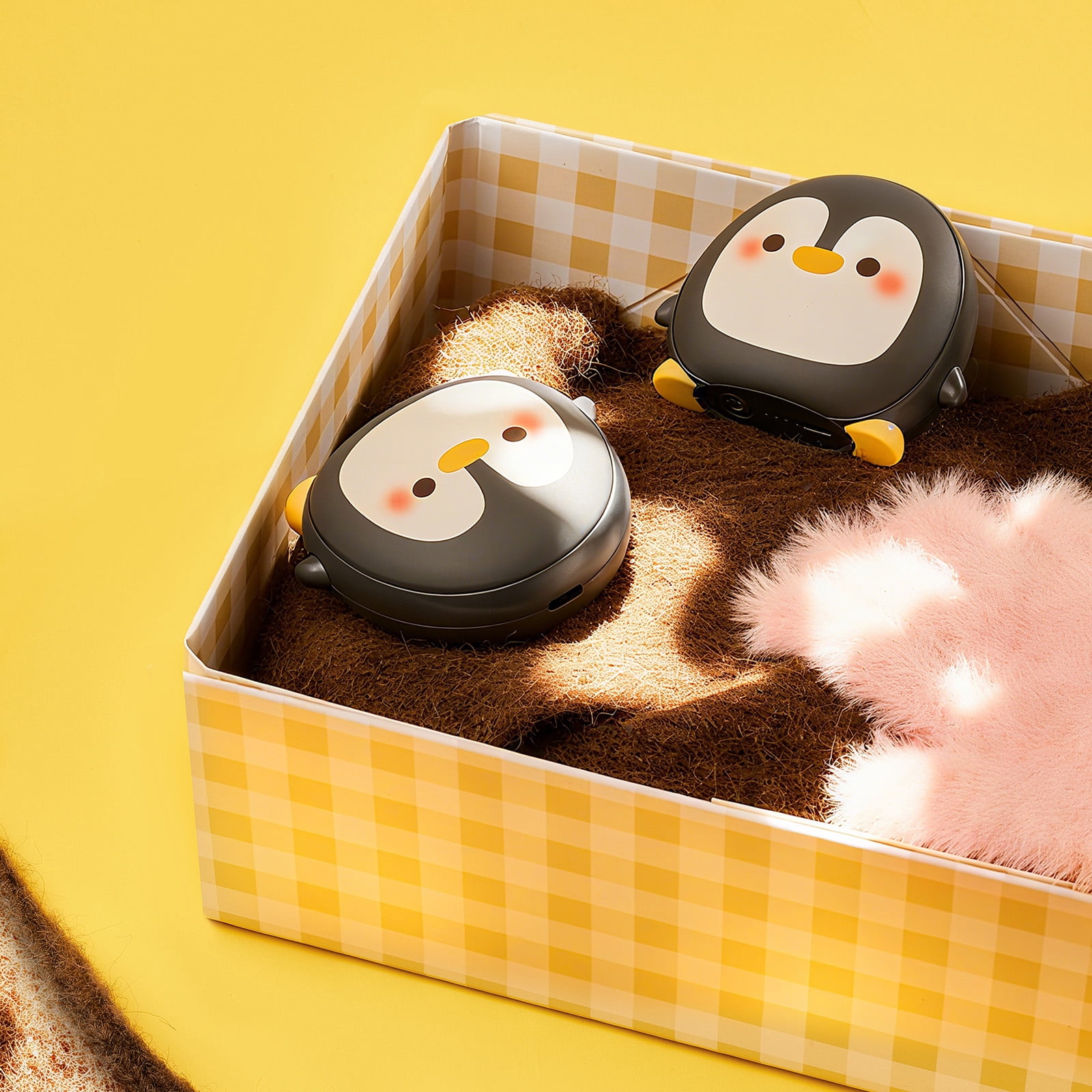 Rechargeable Hand Warmers Heat Adjustable Temperature Cartoon Penguins Design Cold Weather Use