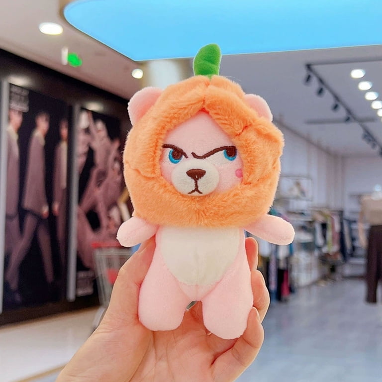 HOARBOEG Halloween Pumpkin Bear Keychain, Cute Plush Key Ring Doll