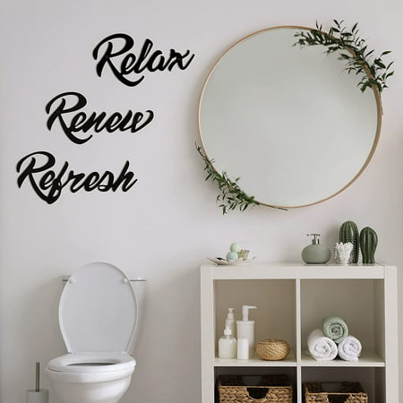 Decor Relax Renew Refresh Metal Sign, Bathroom Metal Wall Plaques