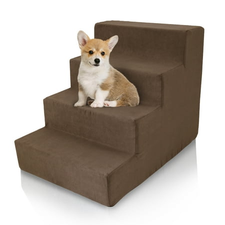 Precious Tails Deluxe High-Density Foam 4-Step Pet Stairs for Dogs and Cats - Durable, Lightweight, and Portable Staircase for Easy Mobility Assistance