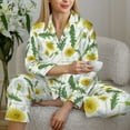 thumbnail image 6 of Picia Yellow Dandelions Pattern Women’s Long-Sleeve Sleepwear Set - Soft 2-Piece Loungewear with Pockets, Comfy PJs for Relaxing Nights-Small, 6 of 7